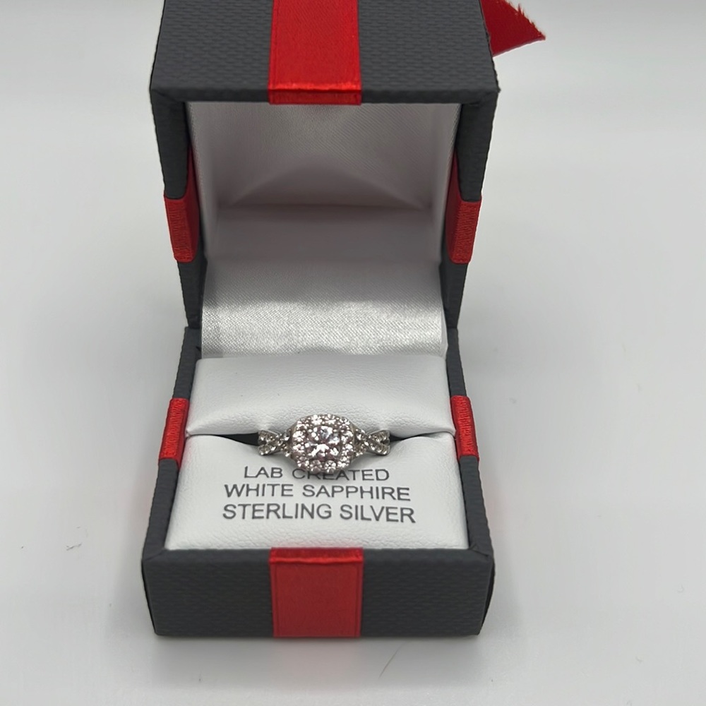 Sterling Silver White Sapphire Ring-Size 7